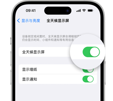 筠连苹果15预约维修分享iPhone15如何设置全天候显示屏幕可见 